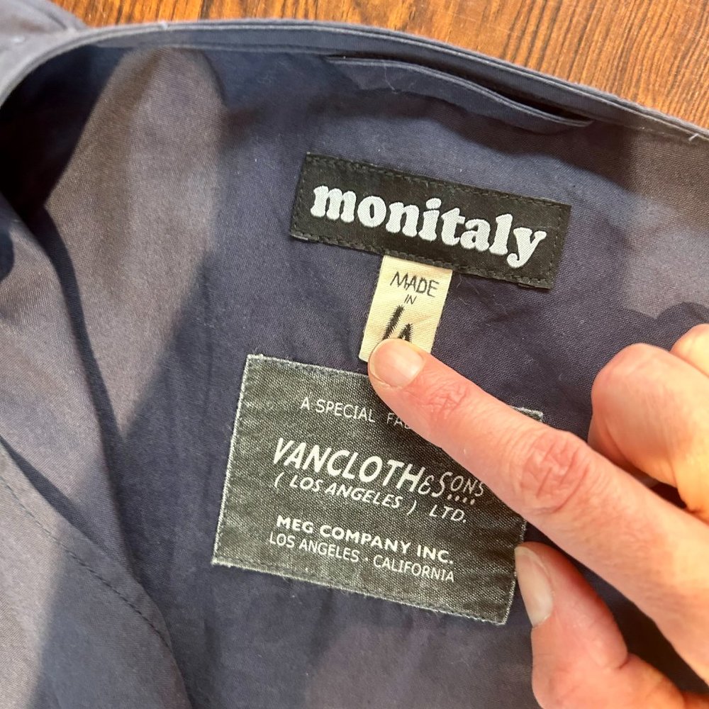 Monitaly Oversized 100% Cotton Navy Peasant Jacket Size XS - Picture 11 of 12